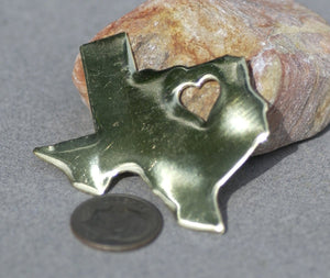 Nickel Silver Texas State with Heart Perfect Cute Blanks Cutout for Metalworking Stamping Texturing Blank