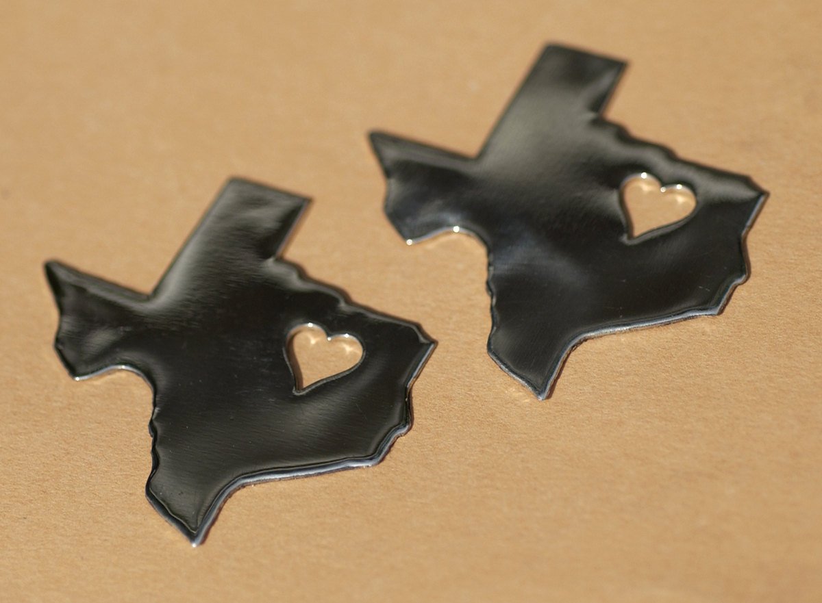 Nickel Silver Texas State with Heart Perfect Cute Blanks Cutout for Metalworking Stamping Texturing Blank
