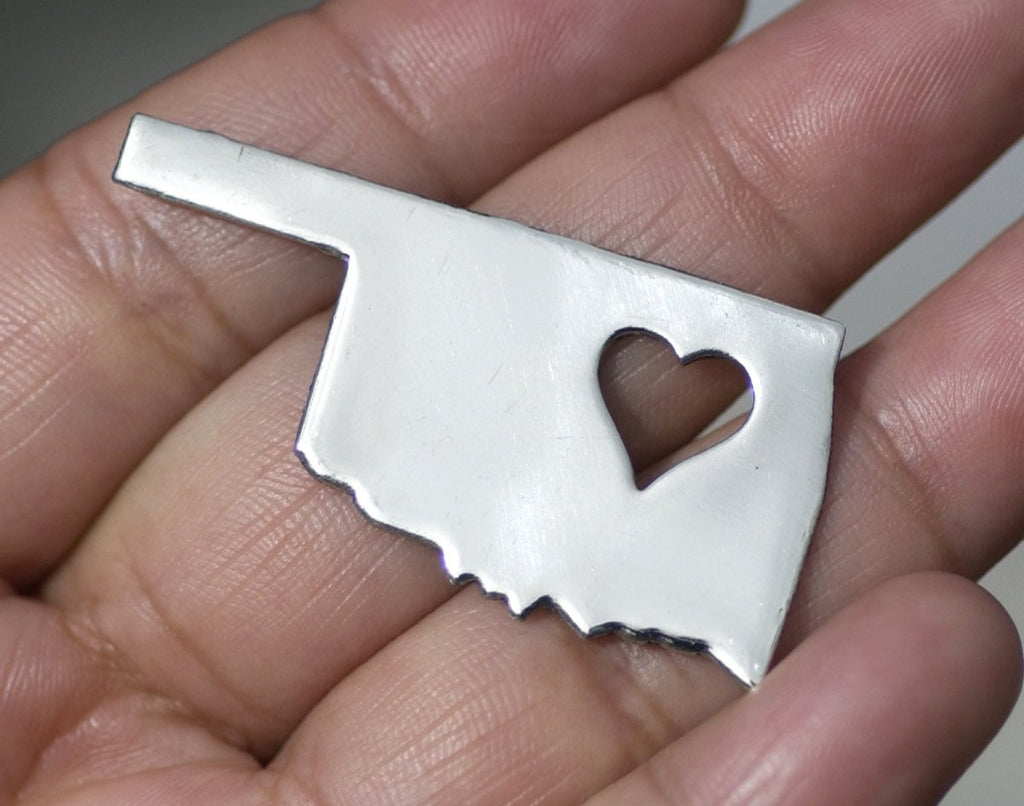 Nickel Silver Oklahoma State with Heart Perfect Cute Blanks Cutout for Metalworking Stamping Texturing Blank