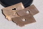 Nickel Silver Montana State with Heart Chubby Blanks Cutout for Metalworking Stamping Texturing Blank - 4 pieces