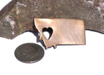 Copper or Brass or Bronze Montana State Medium with Heart Blanks Cutout for Enameling Metalworking Stamping Texturing Blank