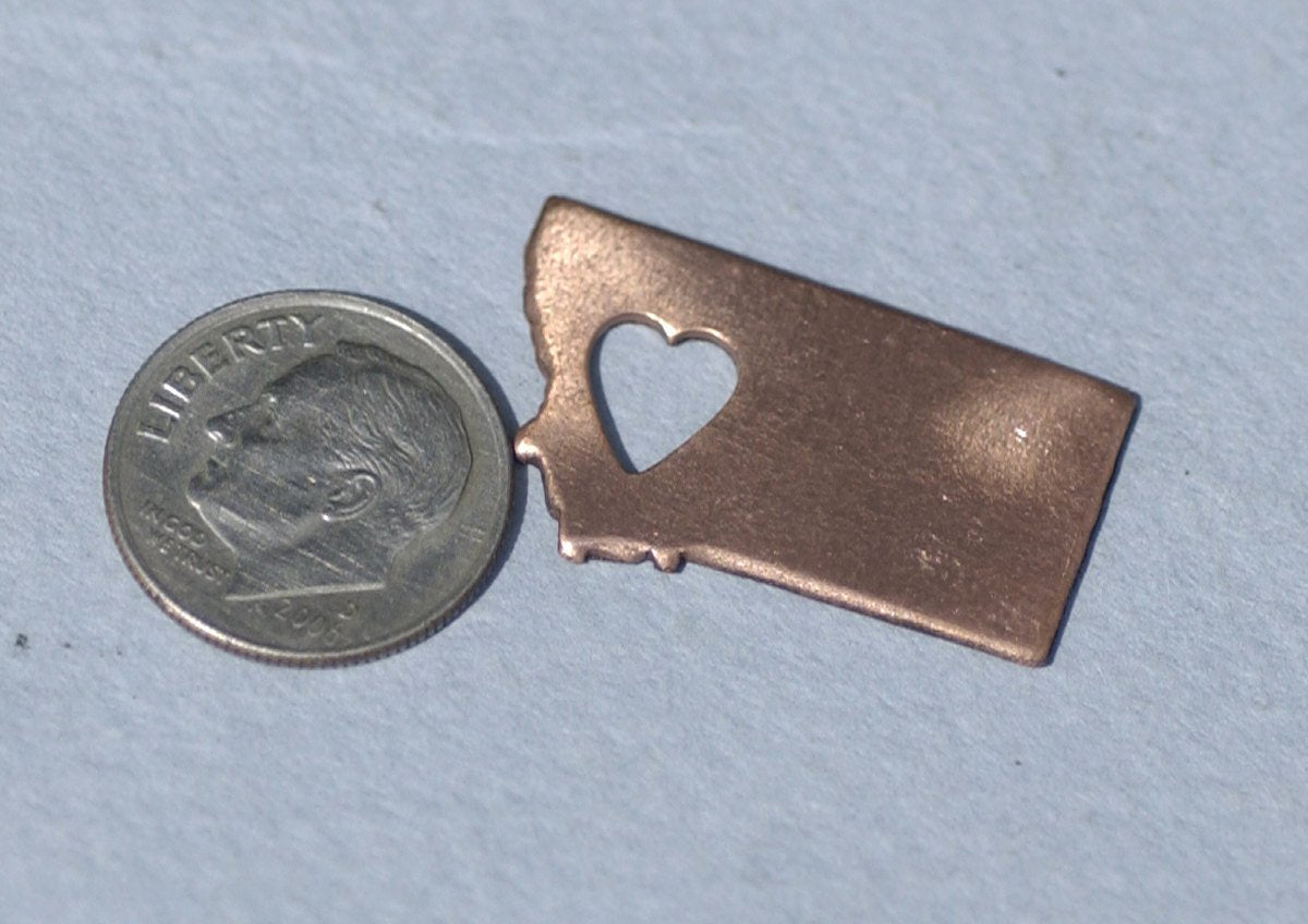 Nickel Silver Montana State Small with Heart  Blanks Cutout for Metalworking Stamping Texturing Blank