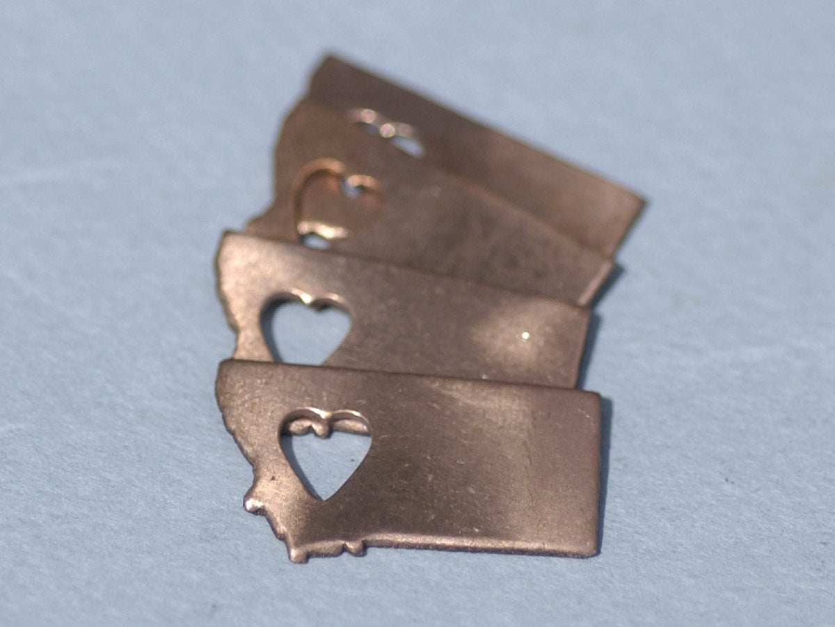 Nickel Silver Montana State Small with Heart  Blanks Cutout for Metalworking Stamping Texturing Blank