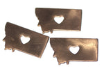 Nickel Silver Montana State Medium with Heart Chubby Blanks Cutout for Metalworking Stamping Texturing Blank - 5 pieces