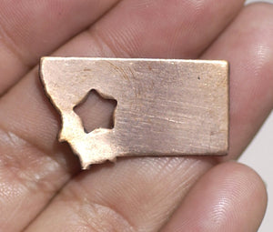 Bronze or Copper or Brass Montana State Small with Star Chubby  Blanks Cutout for Metalworking Stamping Texturing Blank