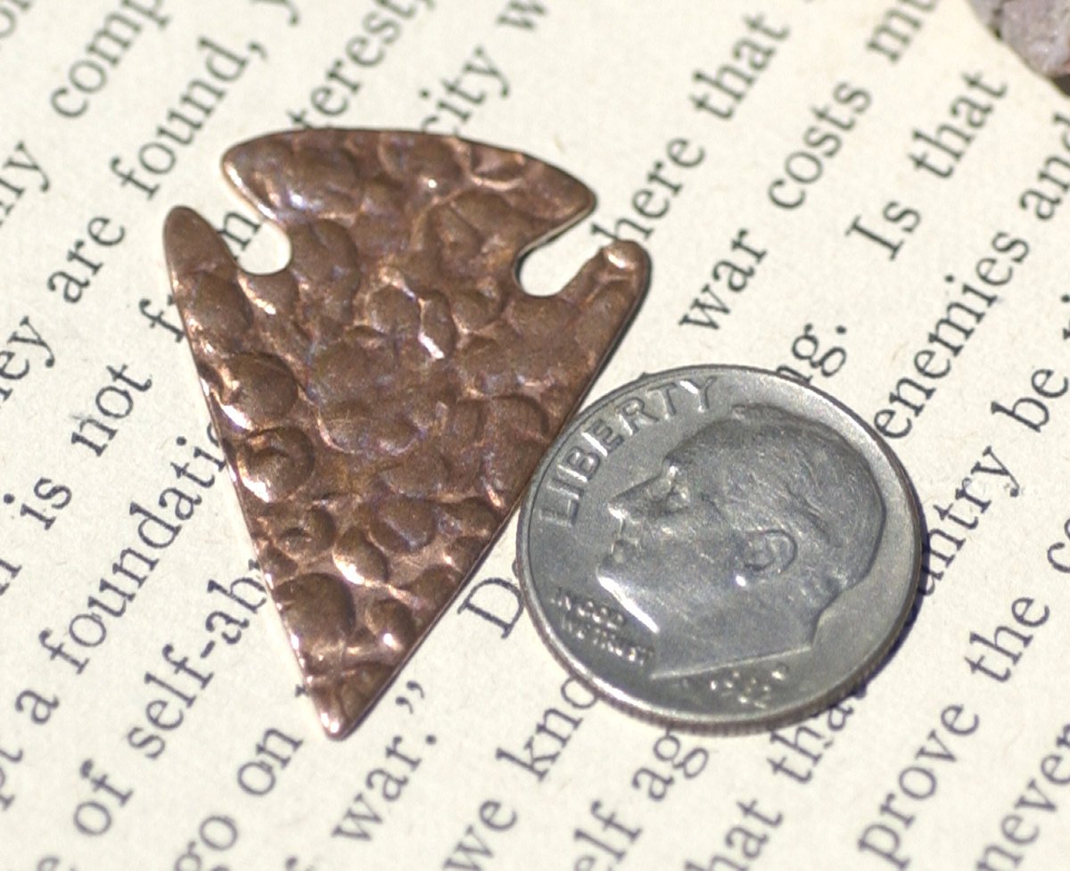Copper Arrow Head Antique Hammered Texture Blank 30mm x 21mm 26g Cutout Shape for Metalworking Blank Variety of Metals