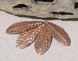 Copper Shapes Blank- Hammered Textured Leaf - Leaves - Tree Fall Greenery Leaf 3D 30mm x 12mm with Hole Shape Blanks