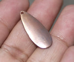 Copper Teardrop Curved Leaf  with Hole 24g 25mm x 10mm Blank Cutout for Enameling Stamping Texturing - 4 pieces