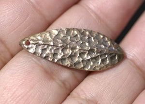 Bronze Blanks Shapes  Hammered Textured Leaf - Leaves - Tree Fall Greenery Leaf 3D 30mm x 12mm shape Blank