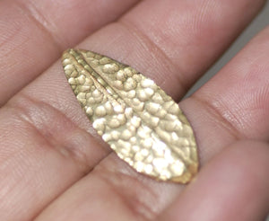 Brass Blanks Shapes  Hammered Textured Leaf - Leaves - Tree Fall Greenery Leaf 3D 30mm x 12mm shape Blank