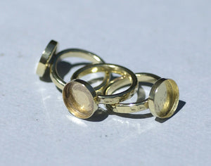 Brass Ring Hammered with Round with Bezel Handmade for Resin Gluing or Setting - Size 6