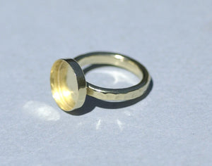 Brass Ring Hammered with Round with Bezel Handmade for Resin Gluing or Setting - Size 6