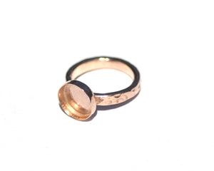 Copper Bezel Cup Ring Hammered for Resin Gluing or Setting - Size 7