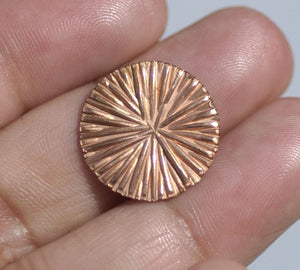 Textured Circle Radiating Sun Pattern Blank 15mm 24g for Enameling Polished Blank Shape - Variety Metals - 6 Pieces