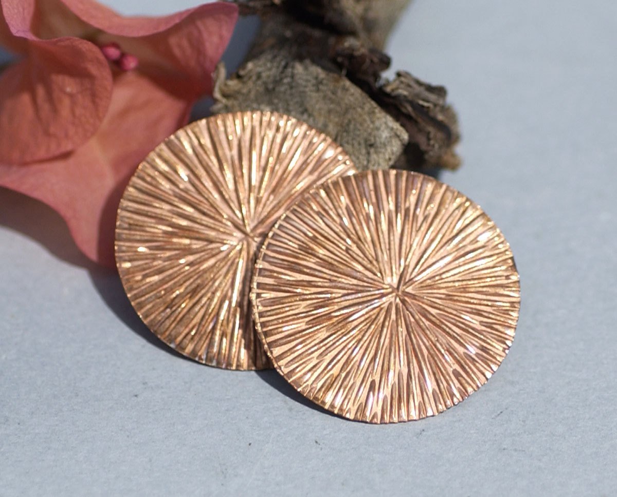 Radiating Texture Disc 28mm 24G Enameling Textured Blank Shape, Supplies - 4 Pieces