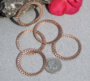 30mm Hoops Circle of Life Texture, Enameling, Stamping, Texturing, Jewelry Component, Variety of Metal - 4 Pieces