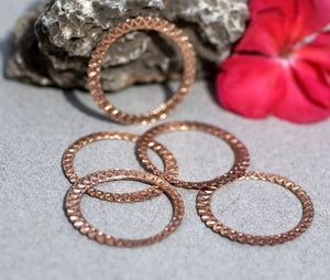 30mm Hoops Circle of Life Texture, Enameling, Stamping, Texturing, Jewelry Component, Variety of Metal - 4 Pieces