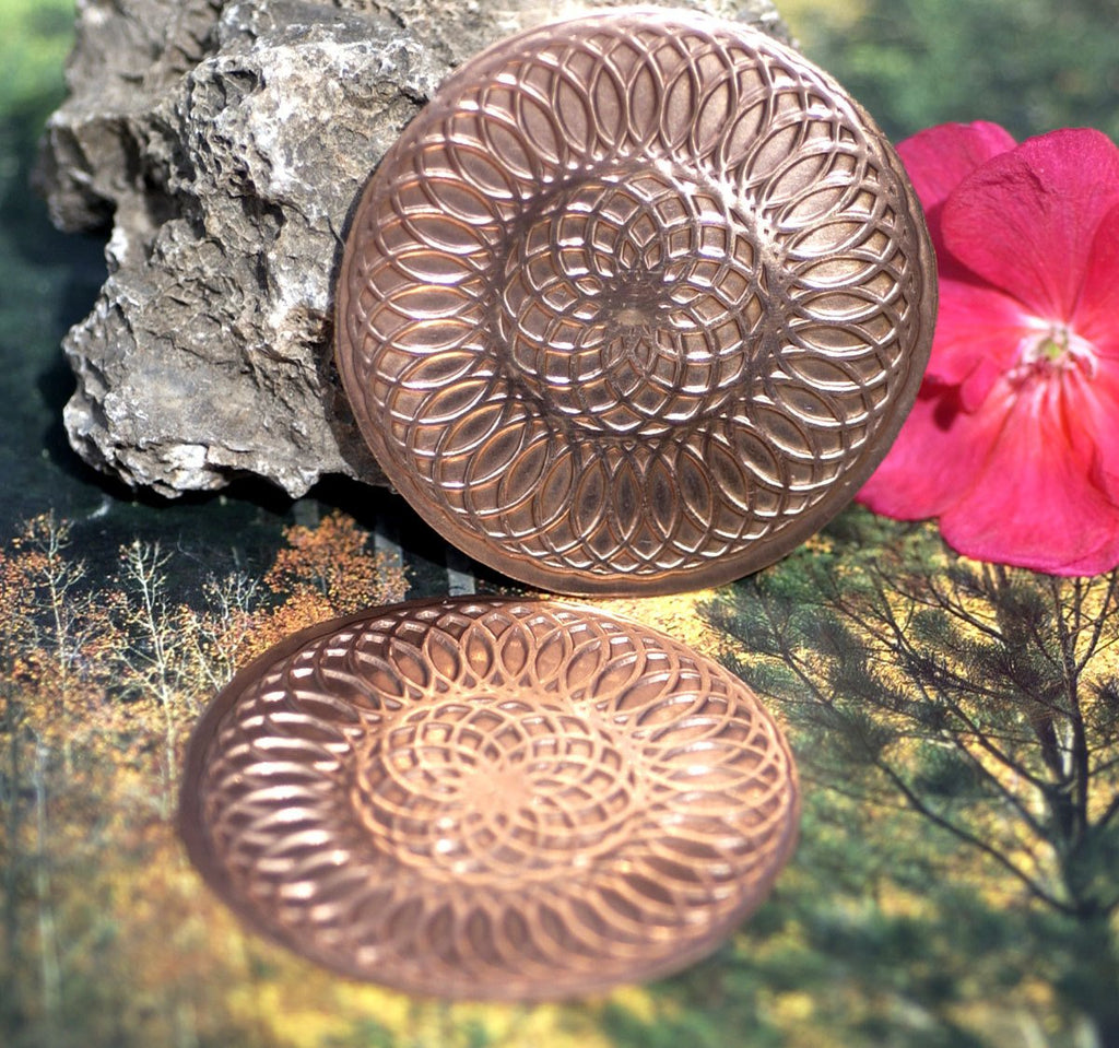 Blank Round 50mm Circle of Life Texture for Enameling Soldering Stamping, Jewelry Supplies - 2 Pieces