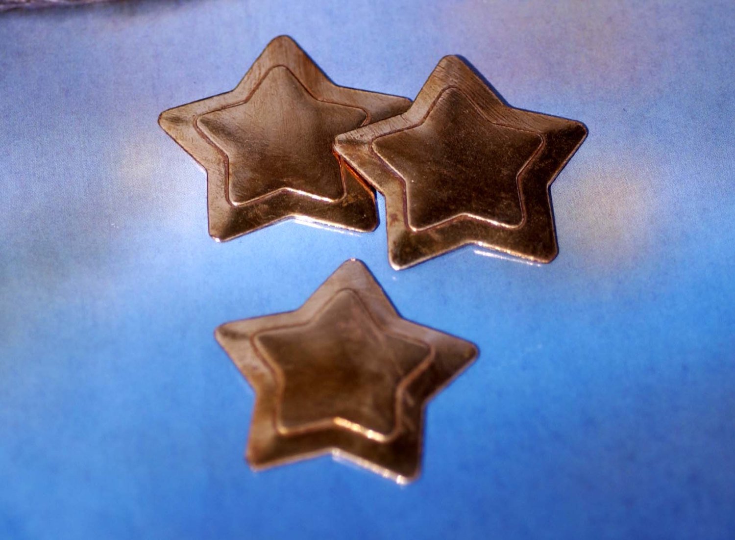 Star in Star 36mm with Embossed Star Blank Cutout for Enameling Stamping Texturing Metalworking Jewelry Making Blanks - 4 pieces