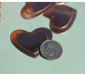 Heart in Heart Embossed 28mm x 33mm Blank Cutout for Enameling Stamping Texturing Metalworking Jewelry Making Blanks