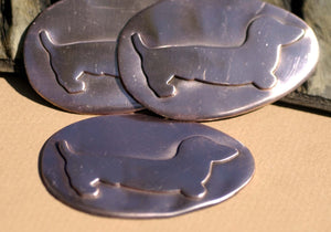 Embossed Weiner Dog on Big Oval Shaped Egg 64mm x 41mm Blanks Enameling Stamping Texturing