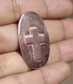 Oval 34mm x 22mm Embossed Cross for Stamping Texturing Blank Metal Shape