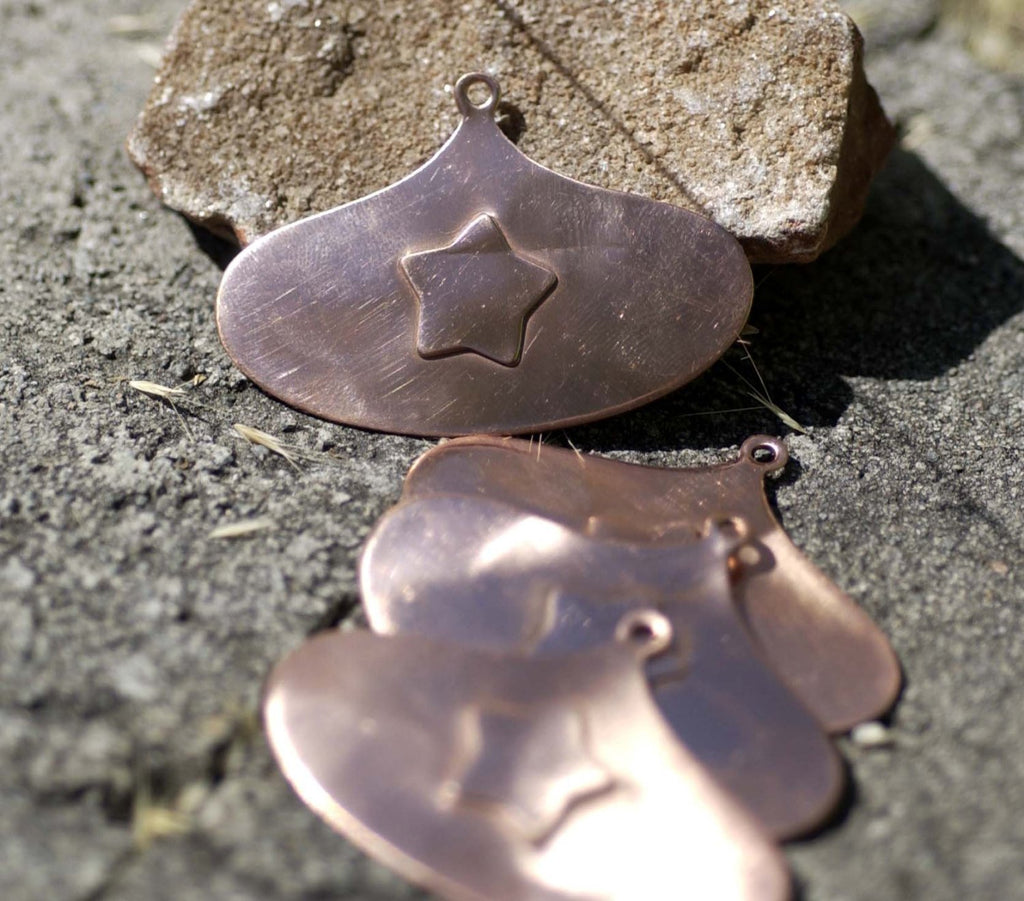 Star Arabic Hoops Embossed with Hole Cutout Blank for Enameling Stamping Texturing Jewelry Making Blanks - 4 pieces
