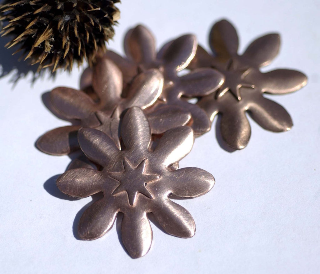 Sunflower Embossed 7 Points Star Blanks Cutout for Enameling Stamping Texturing - 3 pieces