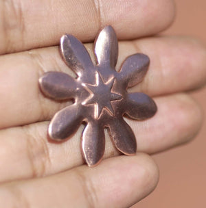 Sunflower Embossed 7 Points Star Blanks Cutout for Enameling Stamping Texturing - 3 pieces