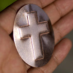 Religious Cross Embossed on Oval Blanks Enameling Stamping Texturing - 4 pieces