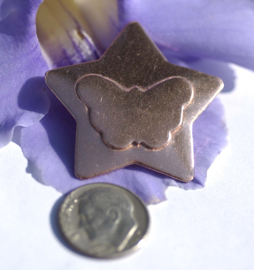 Butterfly Star Embossed Blank Cutout for Enameling Stamping Texturing Metalworking Jewelry Making Blanks