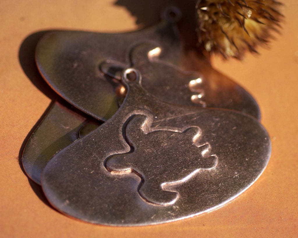 Turtle Embossed on Arabic Hoops with Hole Cutout Blank for Enameling Stamping Texturing Jewelry Making Blanks