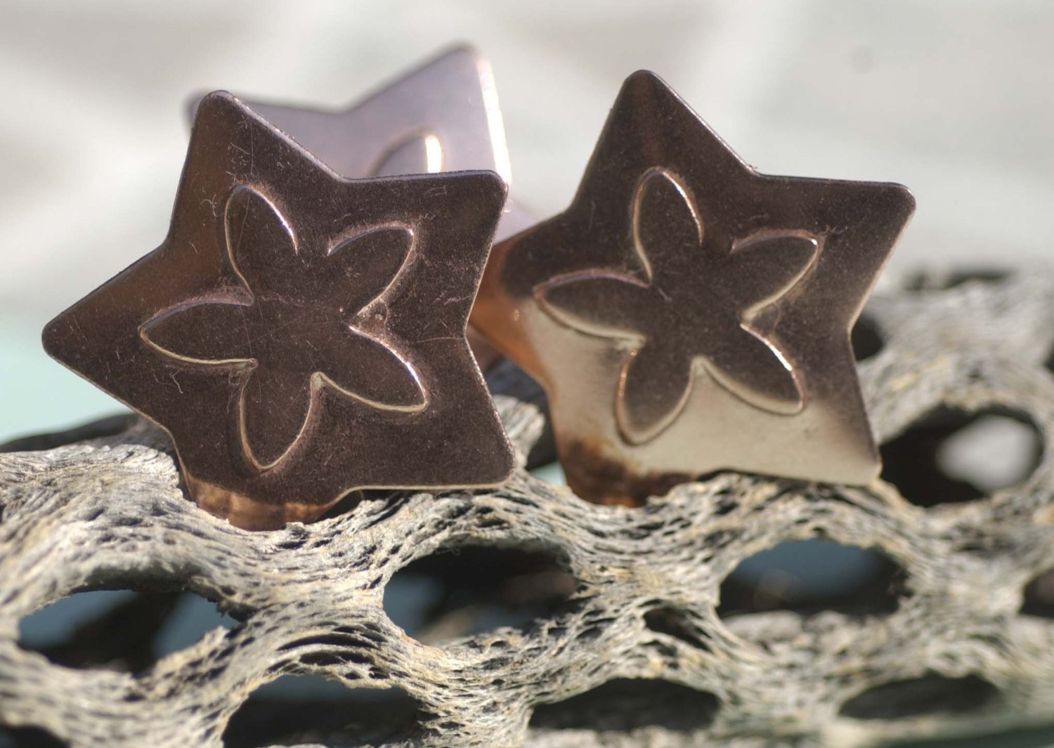 Flowery Star Embossed Blank Cutout for Enameling Stamping Texturing Metalworking Jewelry Making Blanks