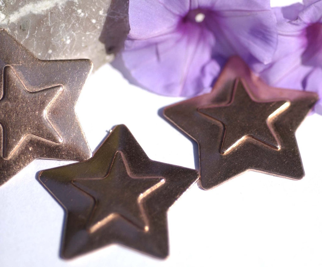 Embossed Starry 30.5mm Blank Cutout for Enameling Stamping Texturing Metalworking Jewelry Making Blanks - 4 pieces