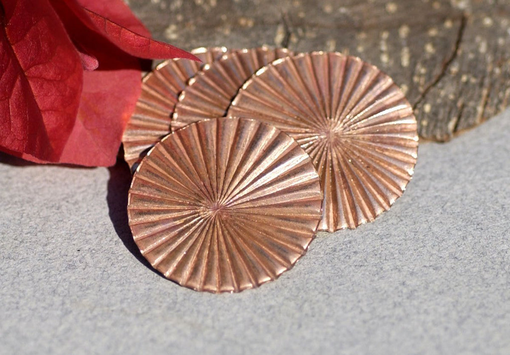 Round Charm 28mm 24G with Texture, Metalworking Supply - 4 Pieces