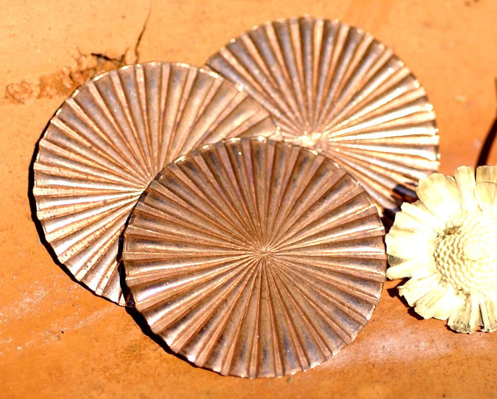 Jewelry Disc Blank 40mm 24G Ruffled Textured, Enameling Stamping Texturing Soldering Blank - 3 Pieces