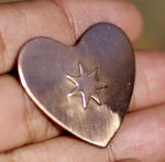 Star 10.5mm Embossed on Heart Blank Cutout for Enameling Stamping Texturing Metalworking Jewelry Making Blanks  - 4 pieces