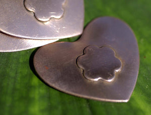 Flower Embossed on Heart Blank Cutout for Enameling Stamping Texturing Metalworking Jewelry Making Blanks - 4 pieces