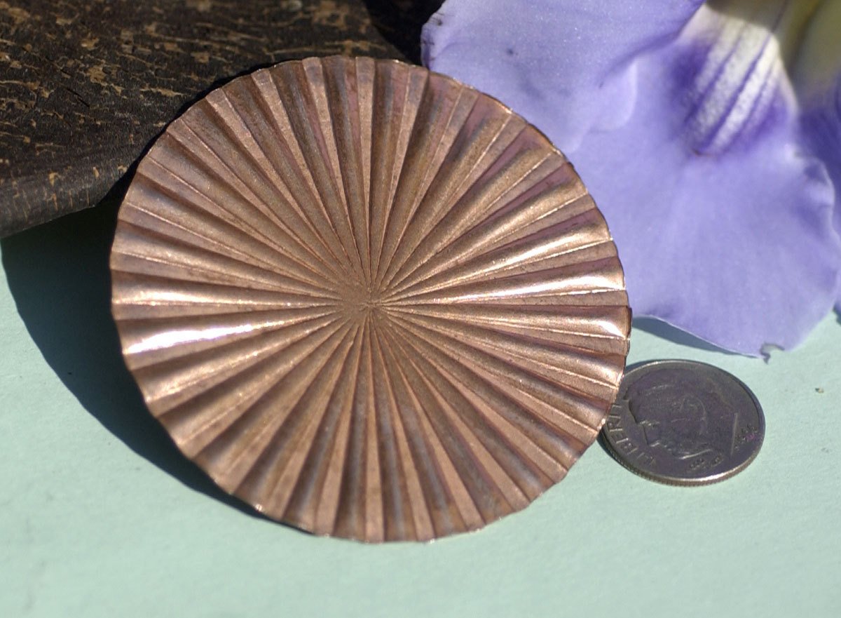 Textured Disc Blank 55mm 24G Ruffled for Enameling Soldering Stamping, Jewelry Charm - 2 Pieces