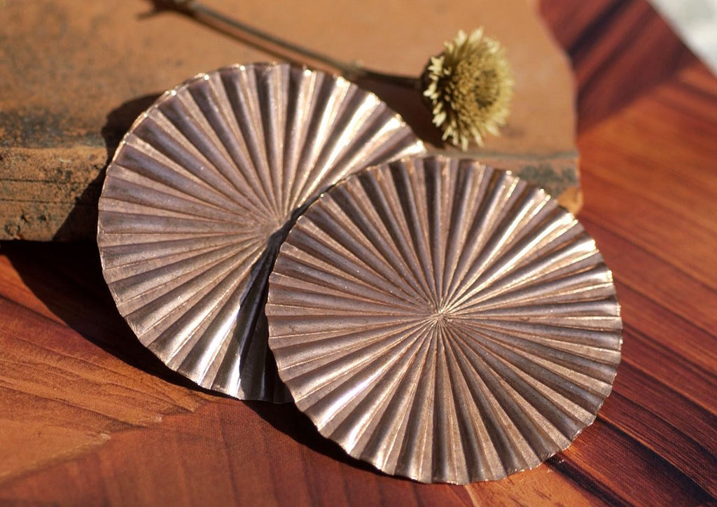 Ruffled Disc Blank 60mm 24G Jewelry Supplies, Metalworking Charms, Textured - 2 Pieces
