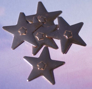 Tiny Star Embossed Blank Cutout for Enameling Stamping Texturing Metalworking Jewelry Making Blanks - 4 pieces
