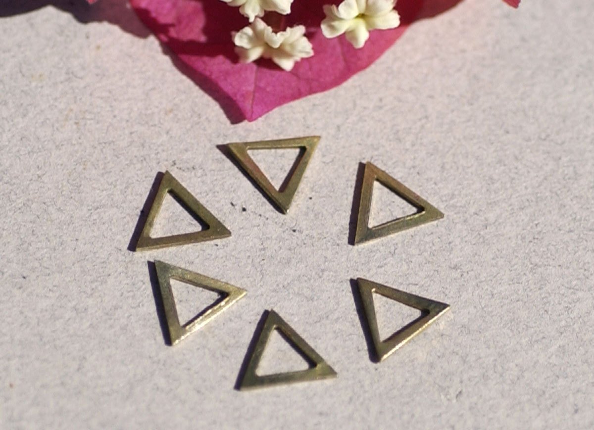 Triangle 10mm with Cutout for Blank Enameling Stamping Texturing Soldering Blanks Variety Metals