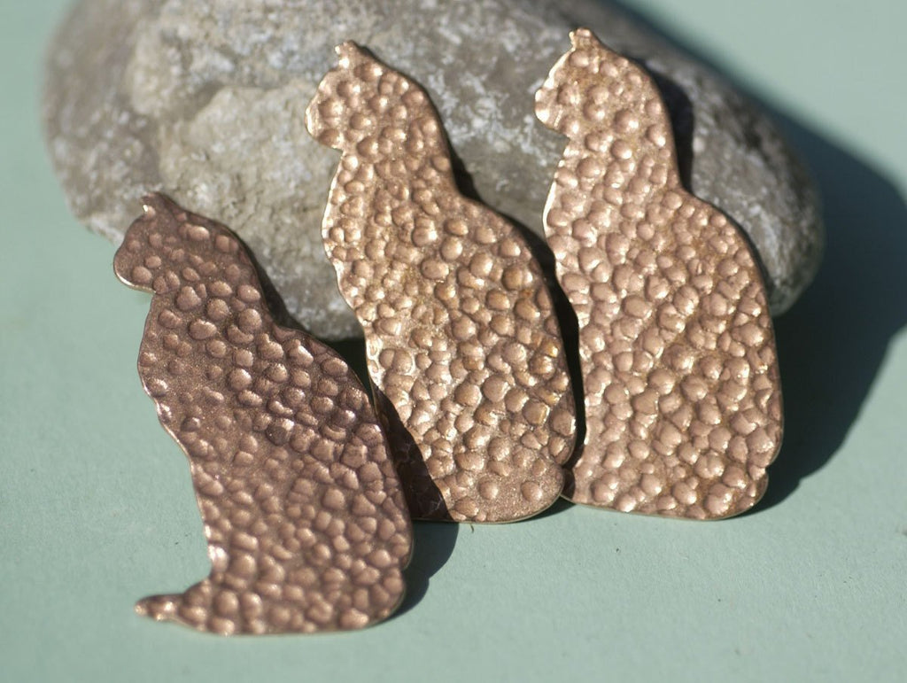 Dappled Hammered Cats 43mm x 24mm 26g Blanks for Enameling Metalworking Soldering Stamping Blank Vaiety of Metals - 3 pieces