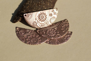 Copper Blanks Half Moon Rounded Dangle Paisley Textured for Enameling Stamping Texturing Blanks Variety of Metals