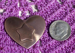 14mm Star Embossed on Heart Blank Cutout for Enameling Stamping Texturing Metalworking Jewelry Making Blanks