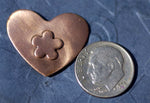 9mm Flower Embossed on Heart Blank for Enameling Stamping Texturing Metalworking Jewelry Making Blanks - 4 pieces