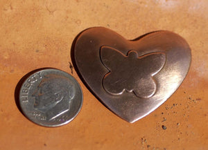 18mm x 14mm Butterfly Embossed on Heart Blank Cutout for Enameling Stamping Texturing Metalworking Jewelry Making Blanks