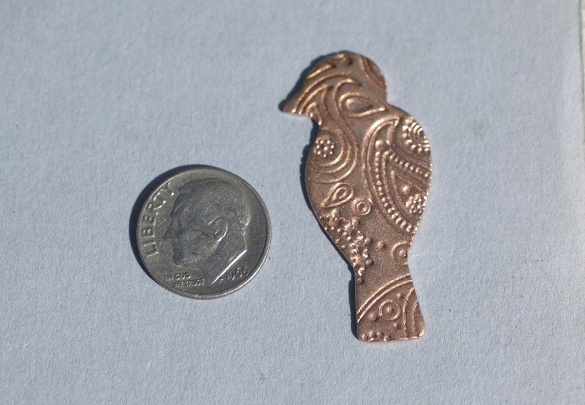 Perched Bird Paisley Textured 24g Blanks for Metalworking Enameling Stamping Texturing Variety of Metals