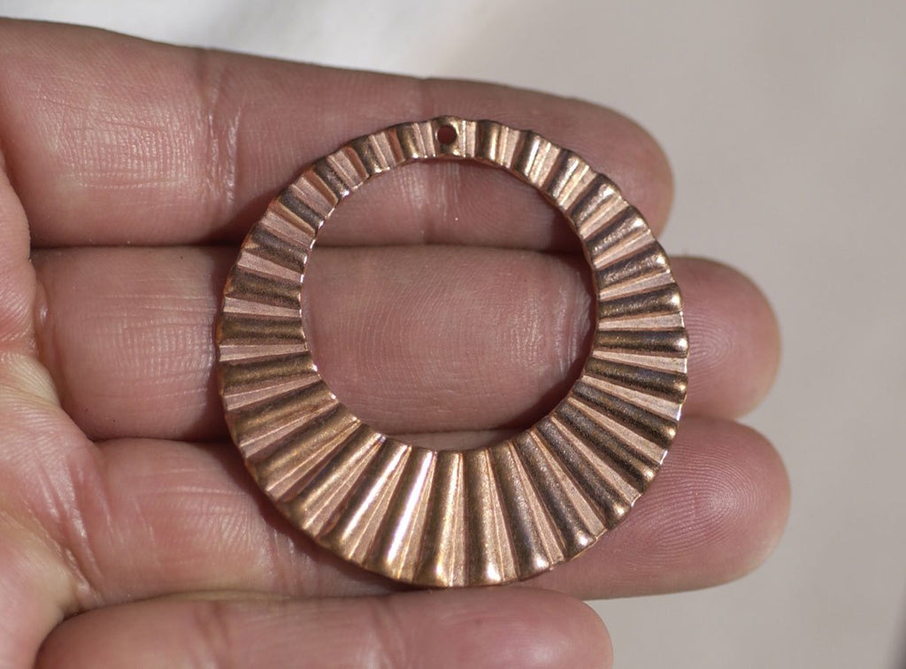 Ruffled Hoops 40mm for Earrings or Pendant Offset Circle for Enameling Stamping Texturing, Jewelry Component, Variety of Metals 4 pieces