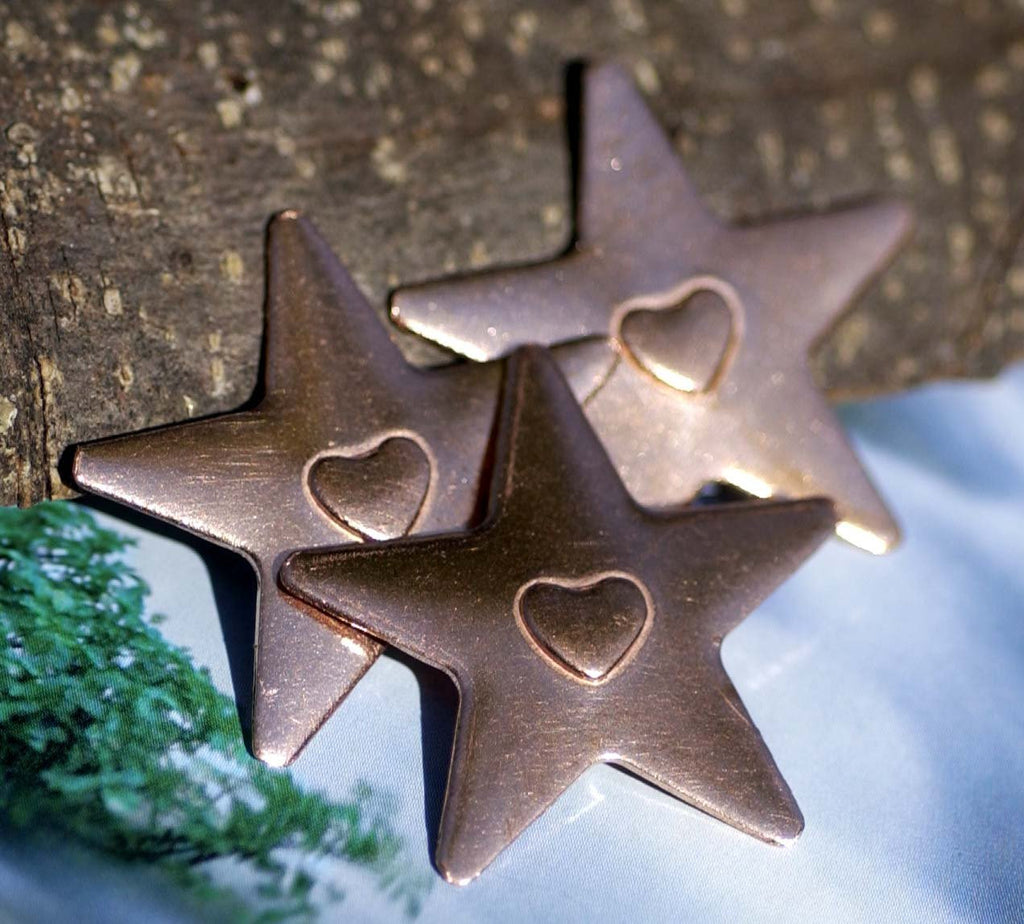 5.5mm x 6.6mm Heart Embossed on Star Blank Cutout for Enameling Stamping Texturing Metalworking Jewelry Making Blanks
